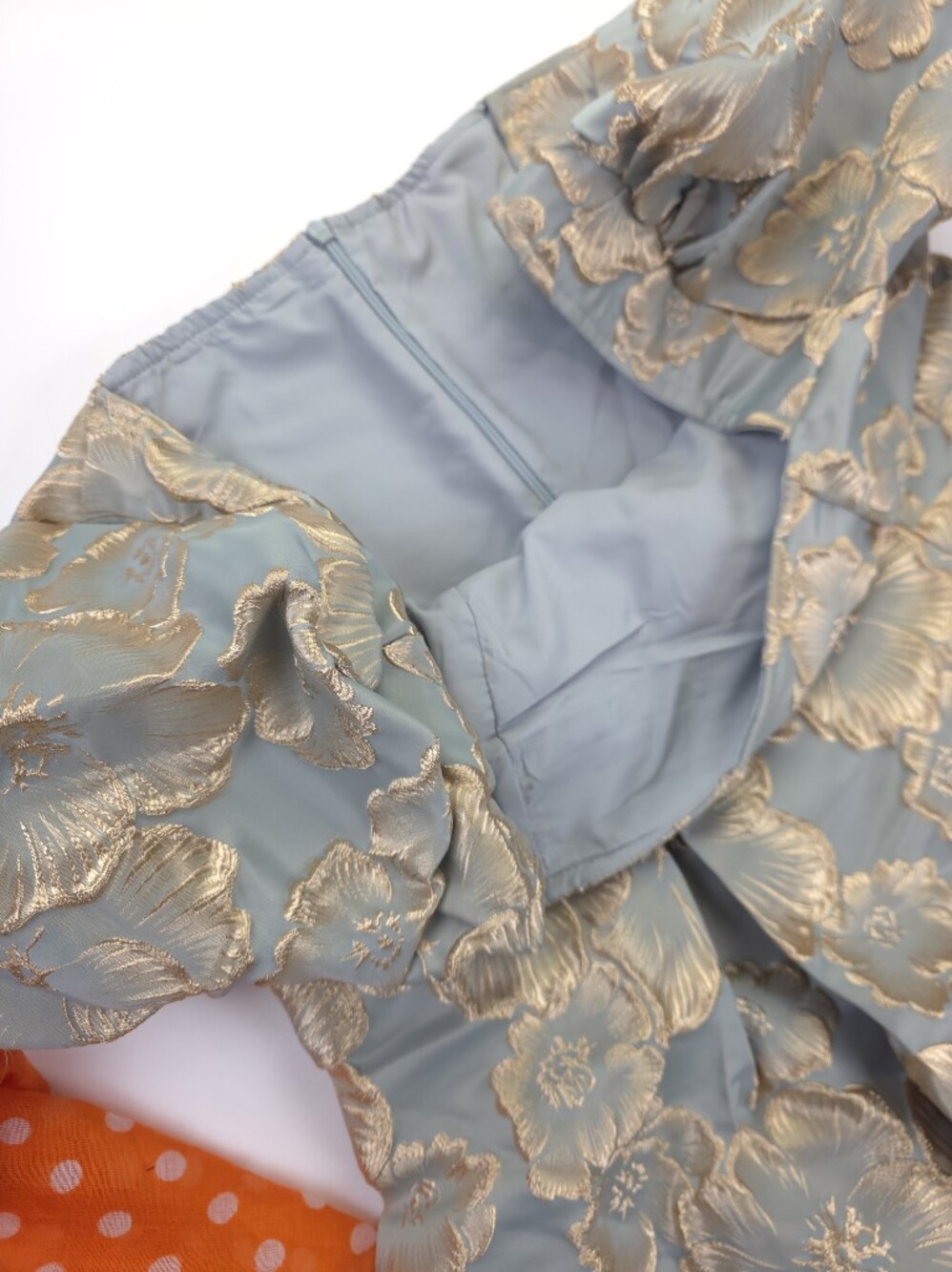 Womens Light Blue Floral Jacquard Party Dress Sz M - Picture 8 of 12